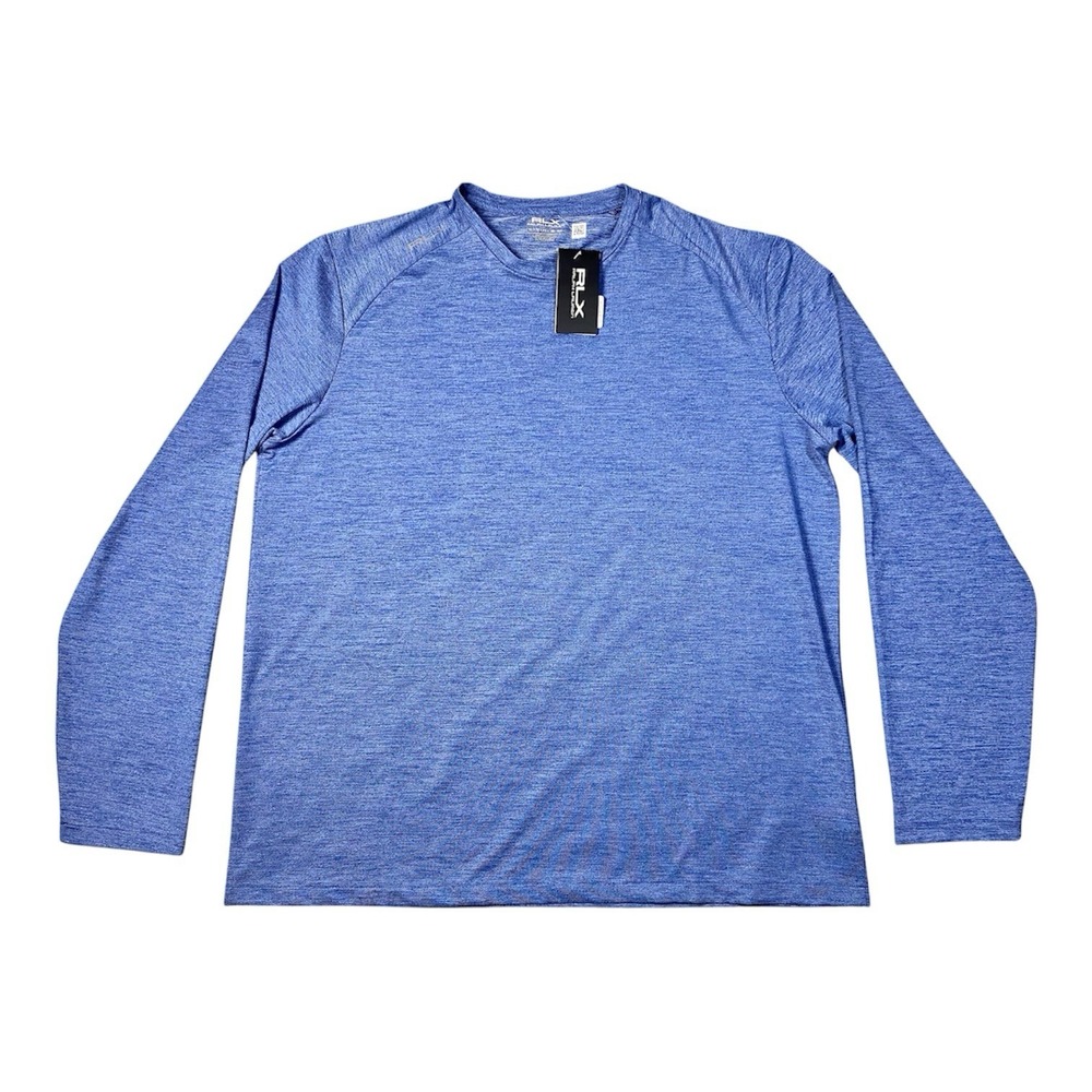 RLX Ralph Lauren Performance Mesh Long Sleeve T-Shirt Blue Size XL Crew Neck NWT